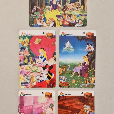 Telekort: 5 Disney/Kodak telekort (ubrukte)