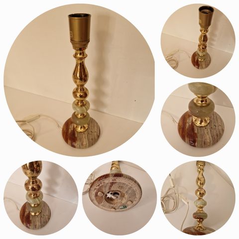 BORDLAMPE VINTAGE/GAMMEL "MARMOR-MESSING "