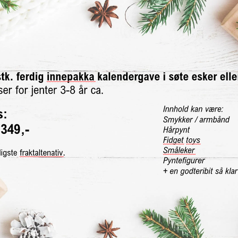 24 stk ferdig innepakket adventskalender