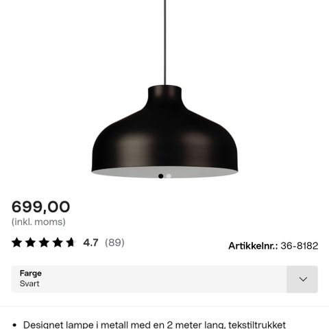 Taklampe med pendel og stor lyspære