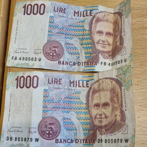 2 stk 1000 lire 1990 Italia