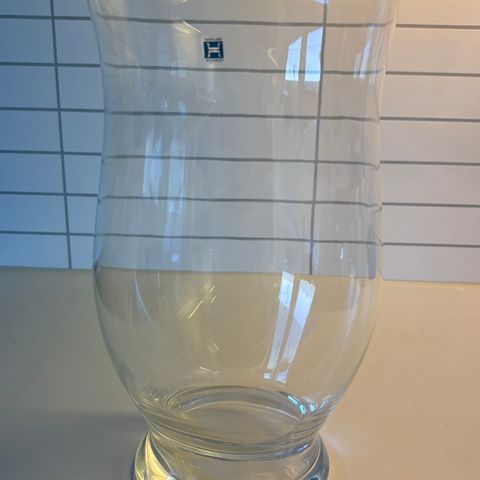 Stor glassvase fra Hadeland glassverk 32cm høy