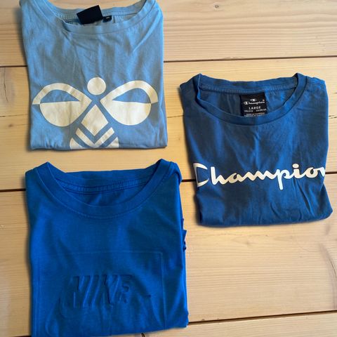 3 stk t-skjorter // Hummel, Nike, Champion