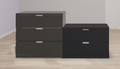 Svart Ikea Nordli kommode 3x2 skuffer