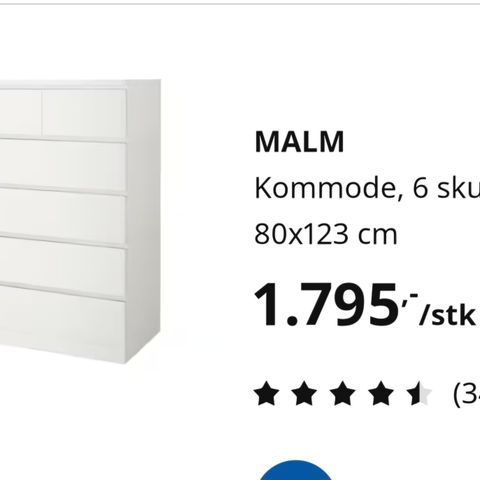 Kommode Malm 6 skuffer