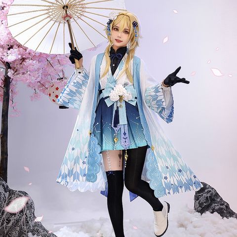 Lumine kimono traveler Genshin cosplay XL