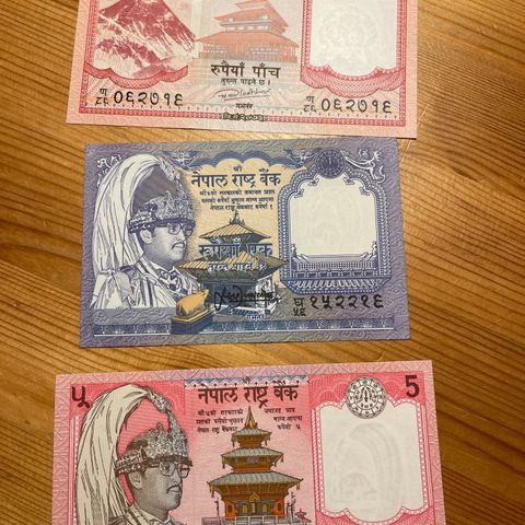 Nepal UNC-sedler. 3 forskjellige.