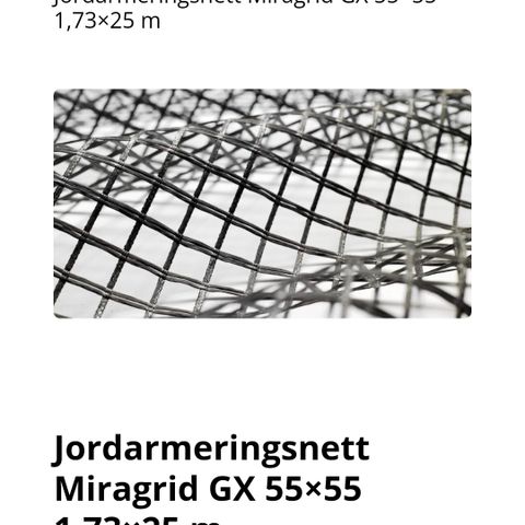 Jordarmeringsnett Miragrid GX 55×55 1,73×25 m.