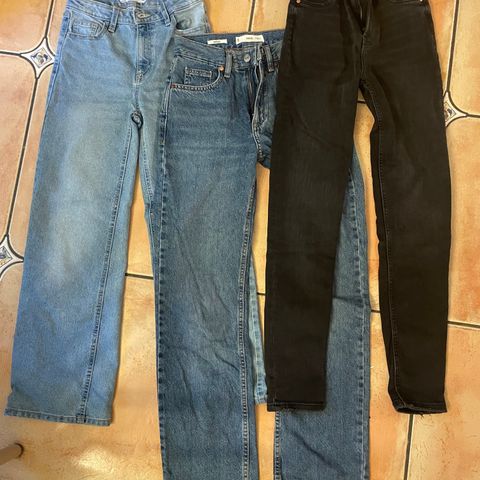 Klespakke med tre jeans jente strl. 152 og 32