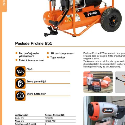 Paslode Proline 255 proff kompressor