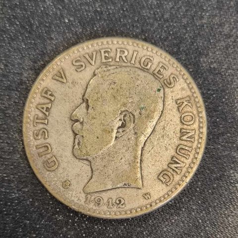 2 kronor 1912 Sverige, stor sølvmynt