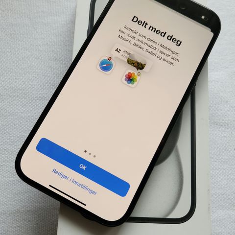 Apple iPhone 15 128 GB med garanti. 100% batteri. SVART farge! Sendes.