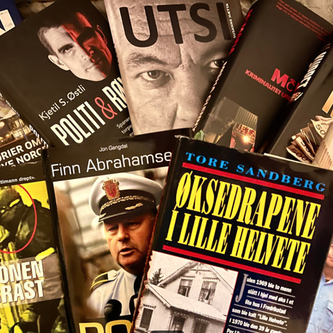 Masse bøker om kriminalsaker, true crime, politihistorie, krimbiografier mm