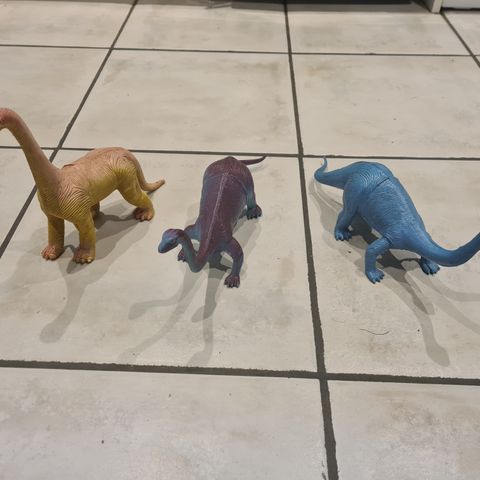 3 stk Retro Dinosaur Figurer fra 1985 - 13cm