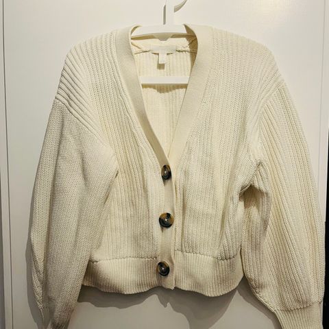 Offwhite/hvit cardigan, fra HM