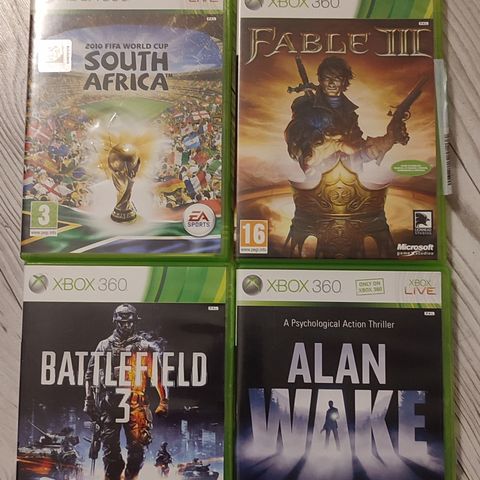 Xbox 360  Spill  ( FABLE 3)  (ALAN  WAKE)  (BATTLEFIELD 3)  (FIFA  SOUTH AFRICA)