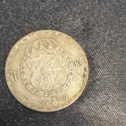 1 krona 1949 Sverige, sølvmynt