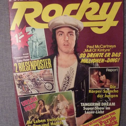 Rocky, Tysk Ungdomsmagasin fra 1978 med stor Schwarzenegger/Easy Rider Poster