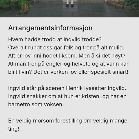 19.09 Det andre teatret "Herregud & Ingvild"