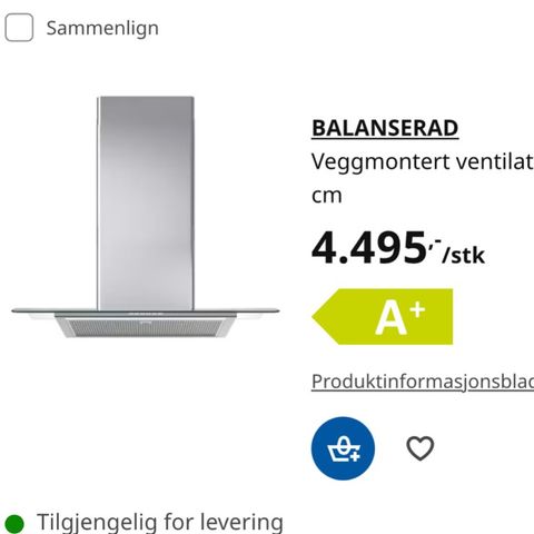 Helt ny ventilator -balanserad fra IKEA, kun åpnet eske.