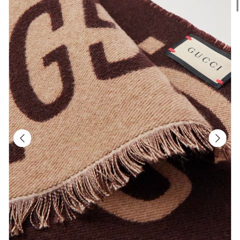 GG JACQUARD WOOL SILK SCARF HELT NY MED KVITTERING