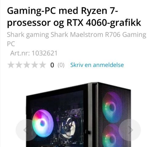 Gaming PC med Rizen 7 - Prosessor og RTX 4060 - grafikk Sharp Gaming