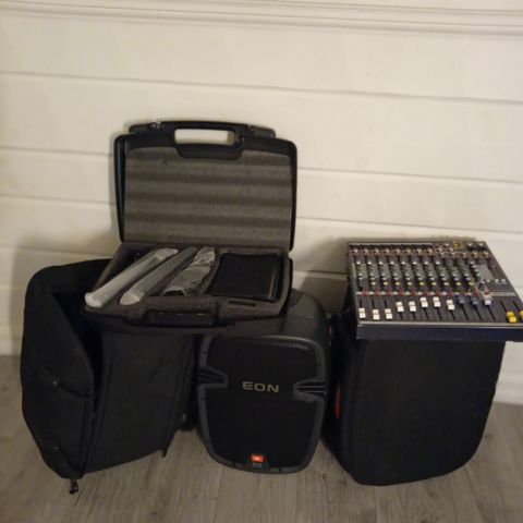 PA system Jbl trådløst shure sm 58 soundcraft mixer