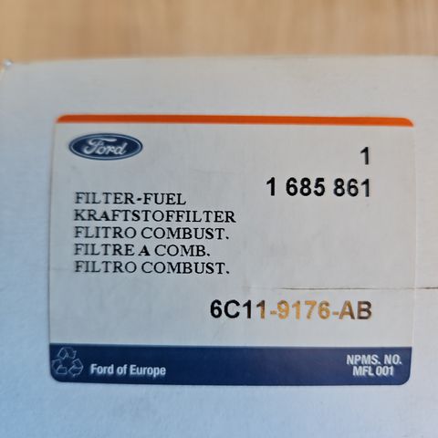 Orginal Ford Drivstoffilter. delnr: 6C11-9176-AB ubrukt