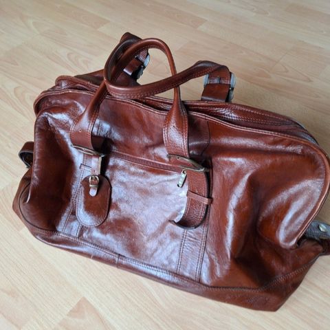 Weekendbag i skinn - vintage