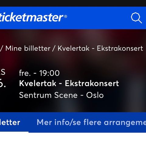 2 billetter til Kvelertak 6. des på Sentrum Scene i Oslo selges