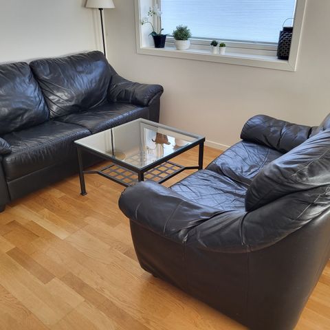 Sort skinn sofa fra ikea gis bort