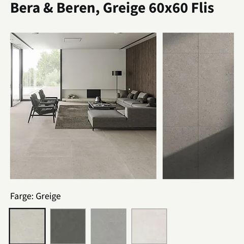 Bera og Beren Greige 60x60 - 3 pakker flis selges!