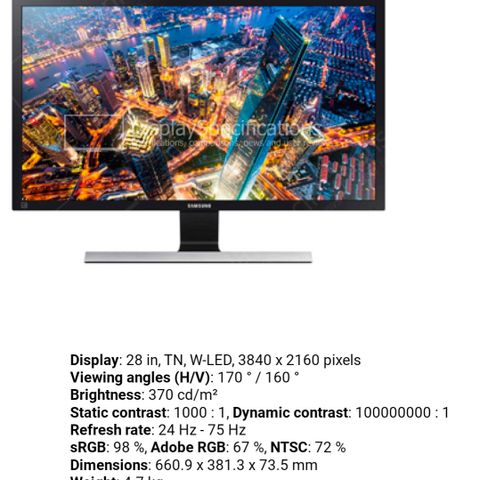 Samsung 20" 4K LED U28E570D