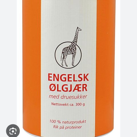 Engelsk ølgjær (oransj boks m sjiraff) ønskes kjøpt