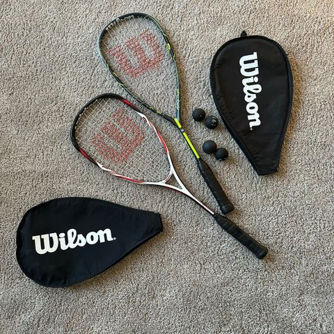 2 stk. Wilson squash racket og 4 baller