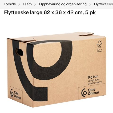 Svært mange flytteesker fra Clas Ohlson / Biltema gis bort