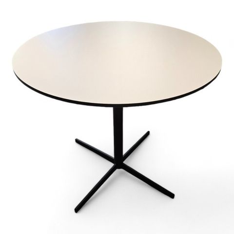 8 stk Rundt møtebord / kantinebord Ø=70cm fra Offecct, modell Ezy, Hvit HPL plat