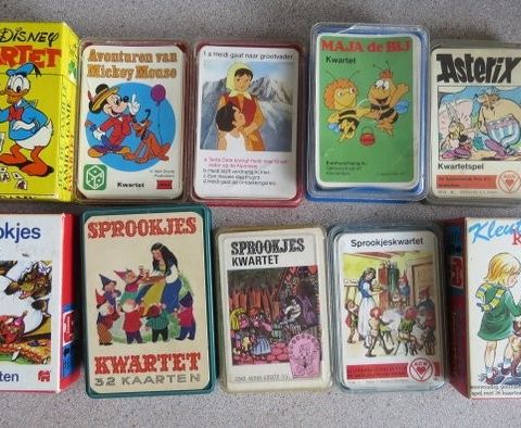 Spillekort - Tien maal leuke verschillende vintage kwartet spellen o.a. Disney