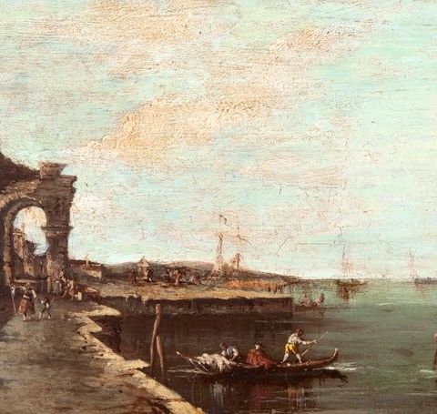 Francesco Zanin (1824 – 1884) - Expertise F. Spadotto - Capriccio lagunare con a