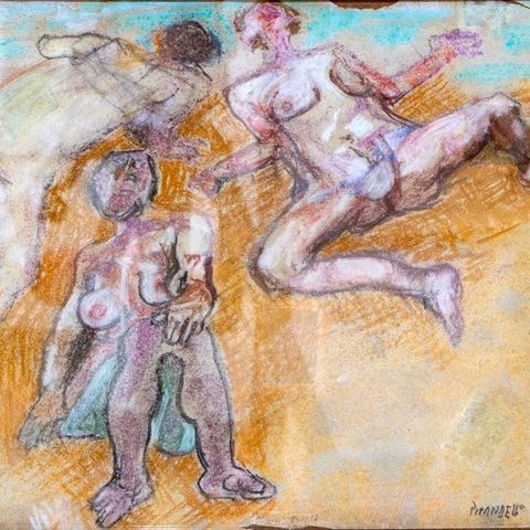 Fausto Pirandello (1899 – 1975) - Tre figure bagnanti