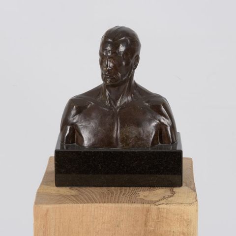 Pierre de Soete (1886-1948) - Statue, Josse Gits - 18 cm - Patineret bronse