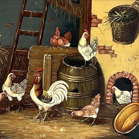 English school (XlX-XX) - Chickens in a farmyard