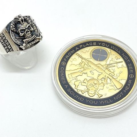 Temasamling - U.S. Militærtema - Sniper Ring og Sniper Coin - "One Shot One Kill