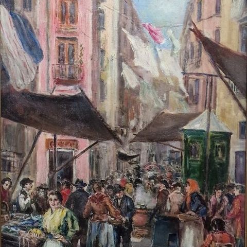 Vincenzo La Bella (1872-1954) - Mercato a Napoli