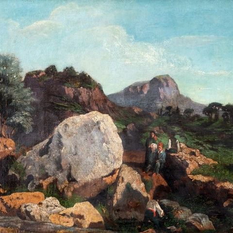 Francesco Lojacono (1838 - 1915), Circle of - Rocce e dintorni di Bagheria (?) -