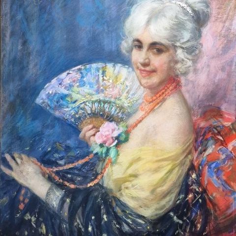 Gennaro Befanio (1866-1937) - Donna con ventaglio