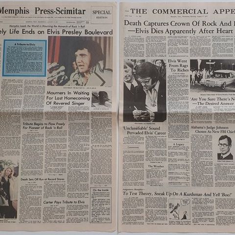 Elvis Presley - Aviser - Memphis Press Scimitar + The Commercial Appeal - Tribut