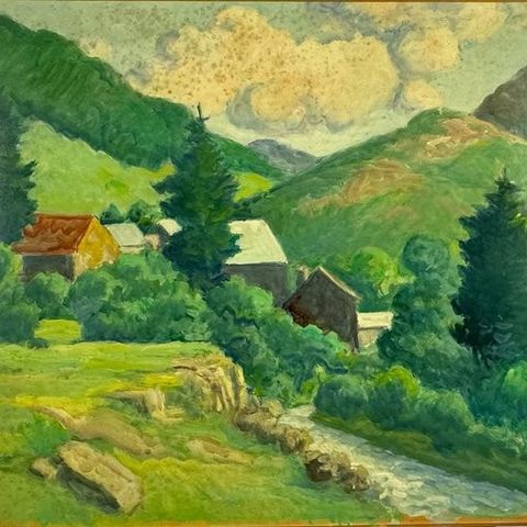 Pierre-Edmond Peradon (1893-1981) - Haute Savoie maisons près de la rivière