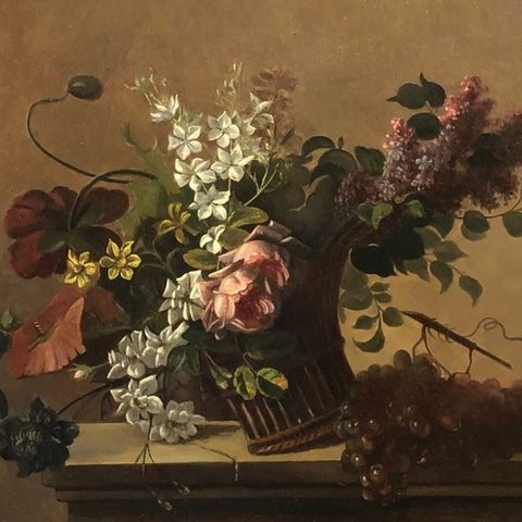 École Européene (XVIII-XIX) - Nature morte au panier à fleurs