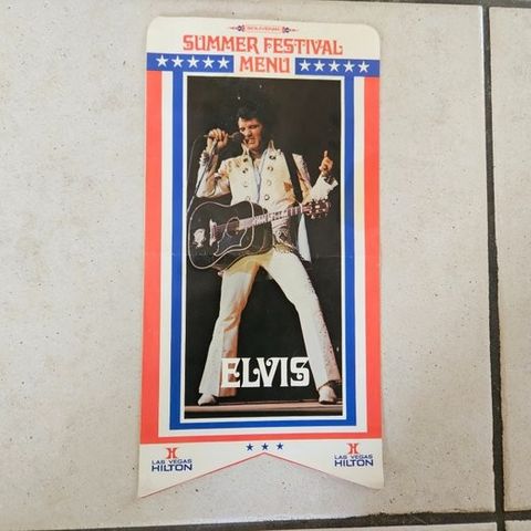 Elvis Presley - 2 x Original 70's Merch items - Restaurant Menu and Bumper Stick